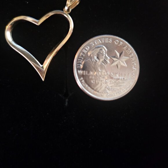 Fancy Gold Open Heart pendant. 10K Stamped Turkish Gold. - Picture 2 of 2